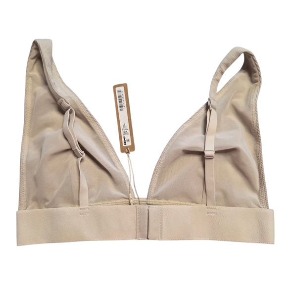 SKIMS Cotton Rib Plunge Bralette Wireless Bra NWT - M - Stone - Picture 2 of 3